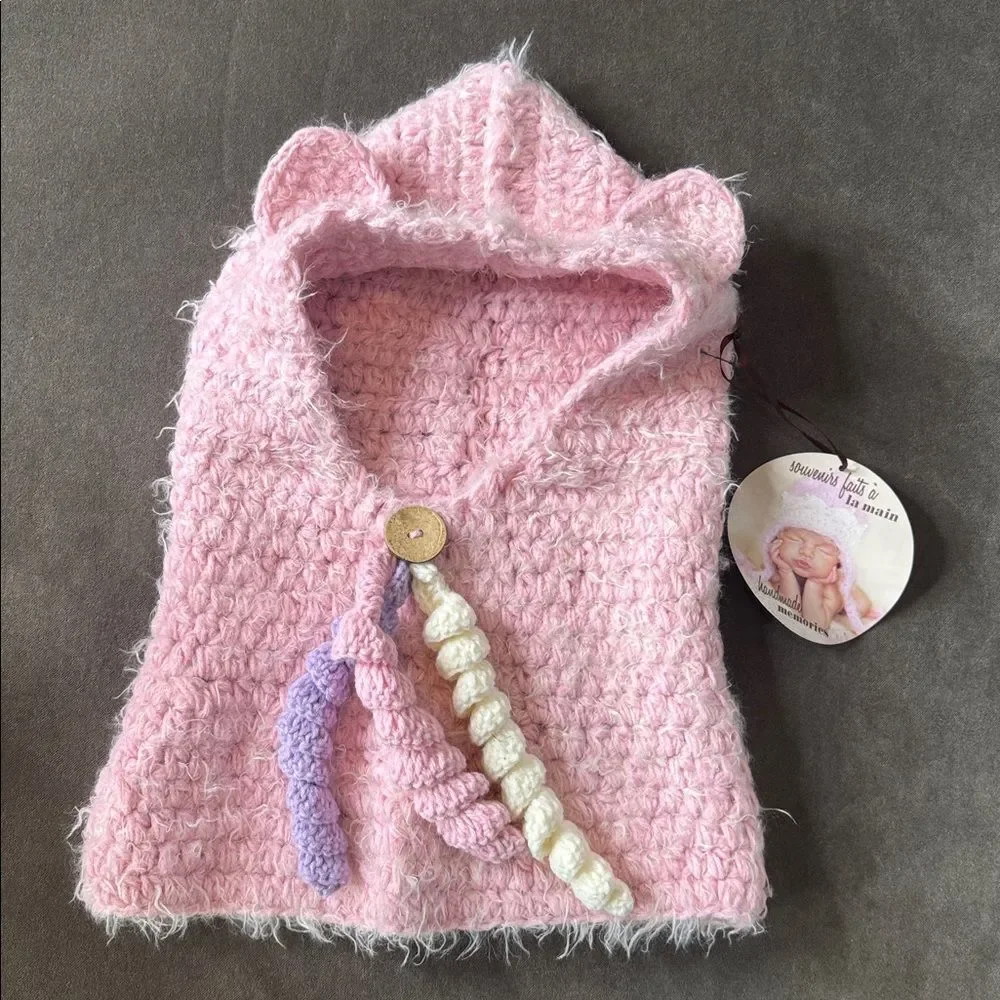 Daisy Baby Kids Cute Pink Bear Cowl Hat Beanie One Size NEW